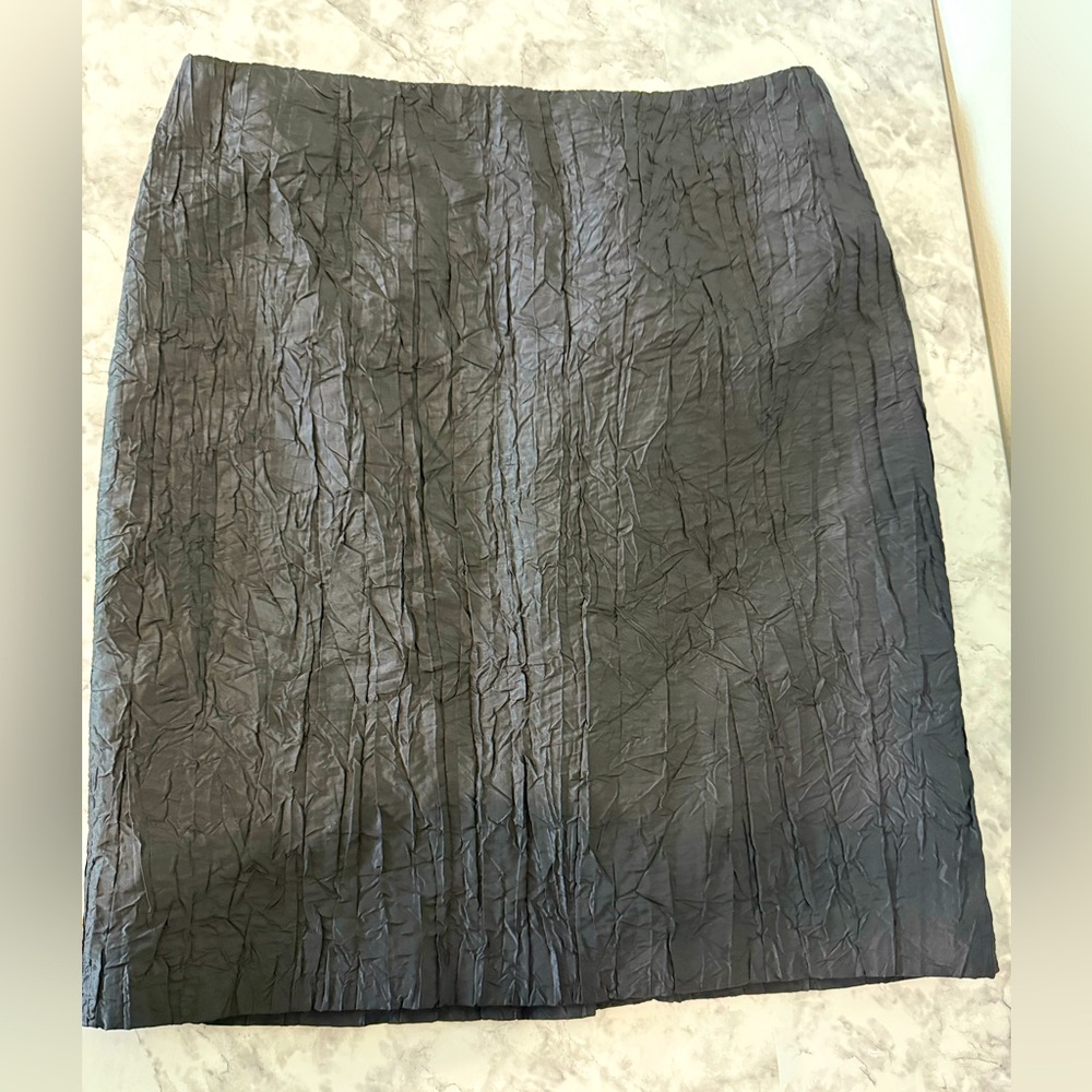 100% Silk ALBERTO MAKALI Black Vintage Knee Length Skirt Size 10